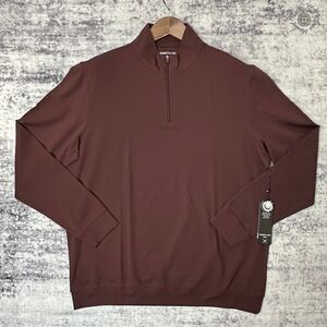 NWT Kenneth Cole Golf 1/4 Zip Pullover Men's Large Rust Brown KH9W40MHOFC